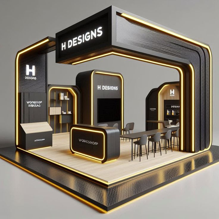 10x20 Modular Trade Show Booth with Semi-Private Meeting Space and Modern Furniture Setup